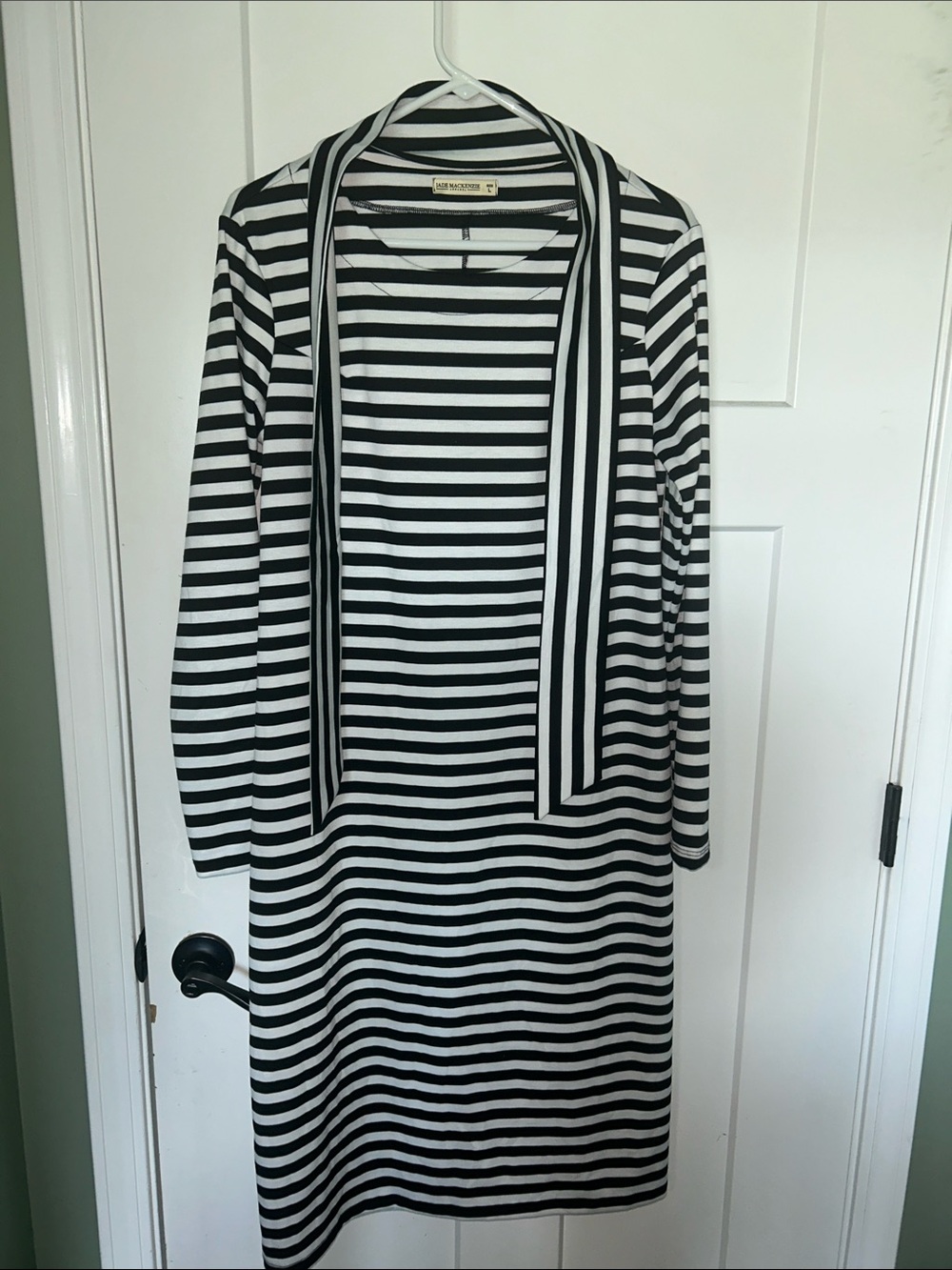 Striped Black & White Long Sleeve Women's Dress